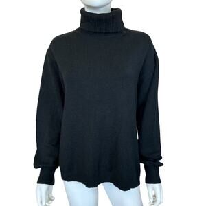 1.STATE REVOLVE Ribbed Open Back Long Sleeve Turtle Neck Sweater Size M Black